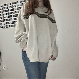 Tan and green striped long sleeve shirt